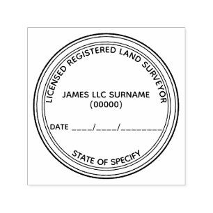 Land surveyor registered licensed plans round DIY Self-inking Stamp