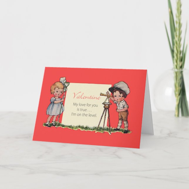 Land Surveyor Vintage Valentine Card (Front)