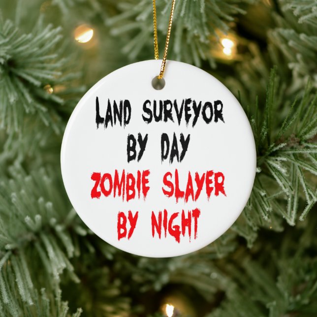 Land Surveyor Zombie Slayer Ceramic Ornament (Tree)