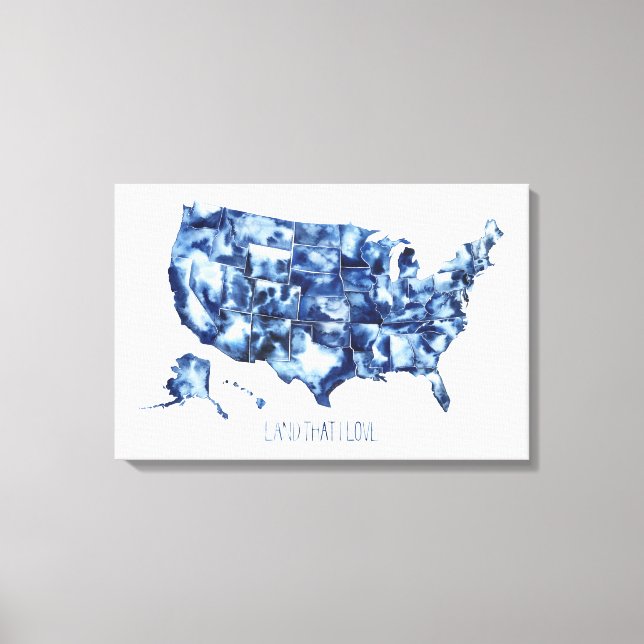 Land that I Love - United States Map Canvas Print (Front)