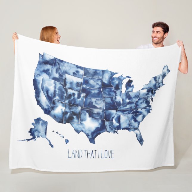 Land that I Love - United States Map Fleece Blanket (In Situ)