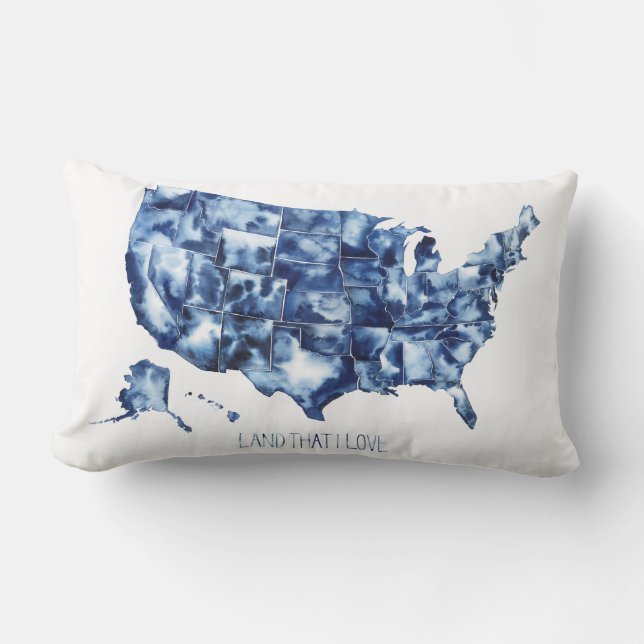 Land that I Love - United States Map Lumbar Pillow (Front)