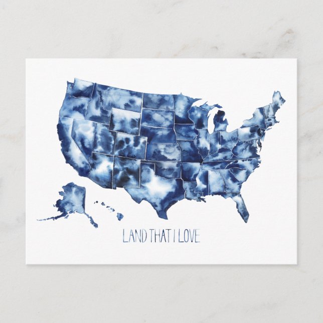 Land that I Love - United States Map Postcard (Front)