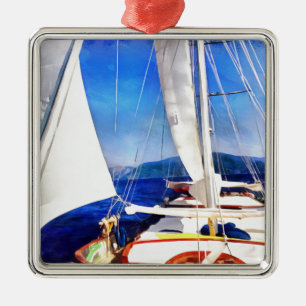 Land Was Created For Boats To Visit Sailing Art Metal Ornament