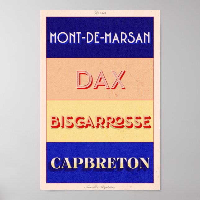 Landes Nouvelle Aquitaine Art Deco Poster  (Front)
