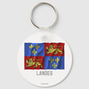 Landes waving flag with name keychain
