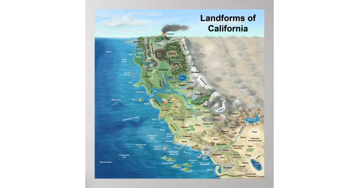 Landforms of California Poster Zazzle