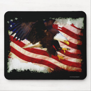 Landing Bald Eagles & U.S. Flag Patriotic Mousemat Mouse Pad