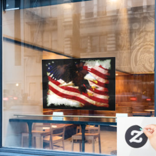 Landing Bald Eagles & U.S. Flag Patriotic Window Cling