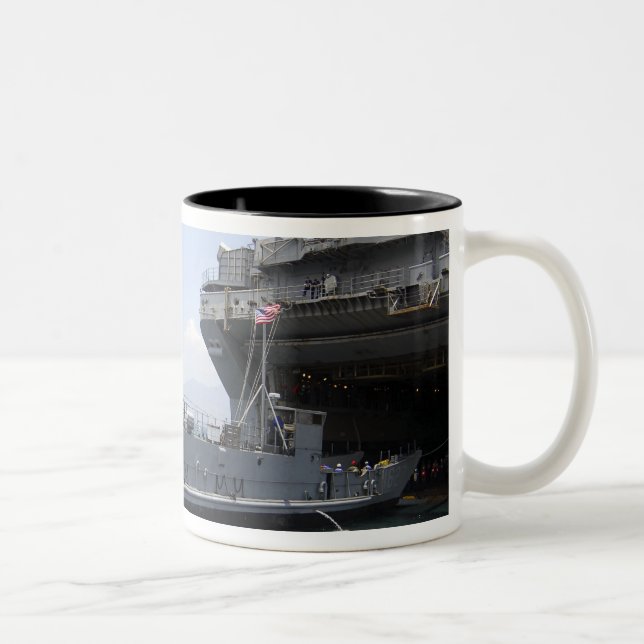 Landing Craft Utility moving into position Two-Tone Coffee Mug (Right)
