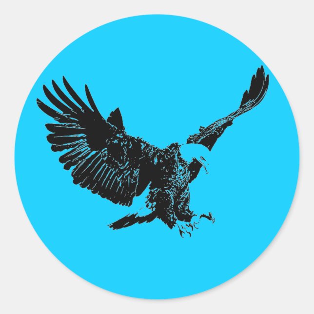 Landing Eagle Silhouette Classic Round Sticker (Front)