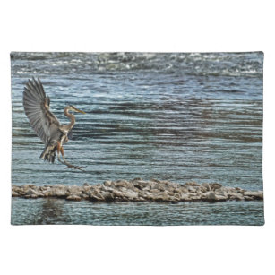 Landing Great Blue Heron Wildlife Birdlover Design Placemat