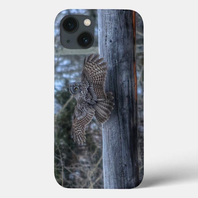 Landing Great Grey Owl and Ranch Gate Pole Case-Mate iPhone Case (Back)