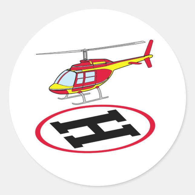 Landing helicopter classic round sticker (Front)