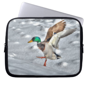 Landing Mallard Duck Drake 4 Wildlife Photo Laptop Sleeve