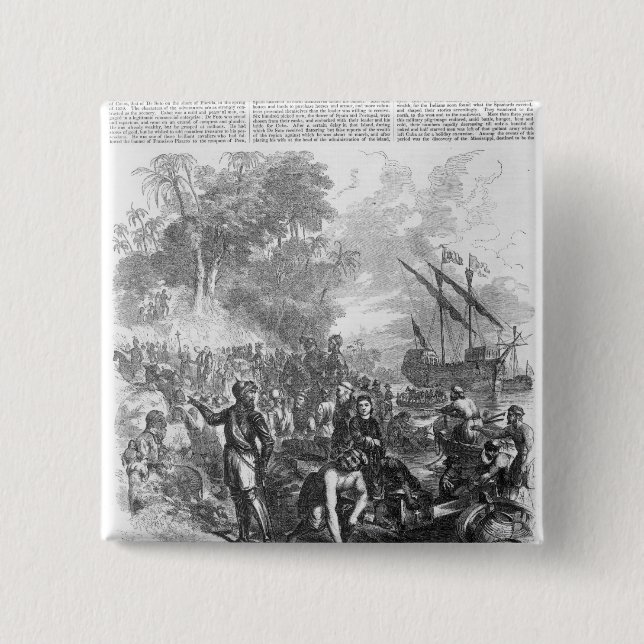 Landing of De Soto in Florida 2 Inch Square Button (Front)