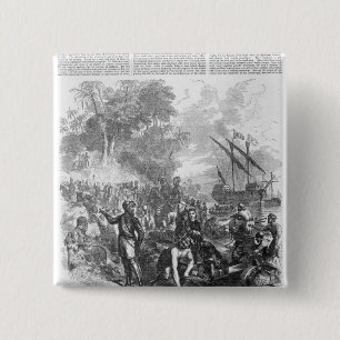 Landing of De Soto in Florida 2 Inch Square Button