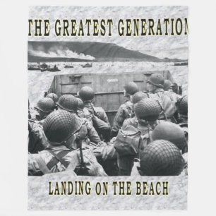 LANDING ON THE BEACH Fleece Blankets