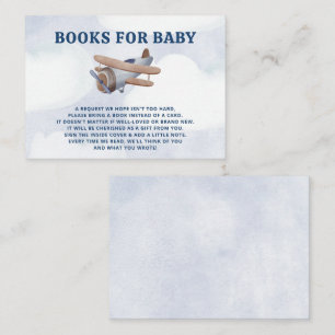 Landing Soon Boy Airplane Baby Shower Book Request Enclosure Card