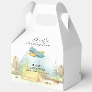 Landing Soon Vintage Airplane Forest Baby Shower Favor Box