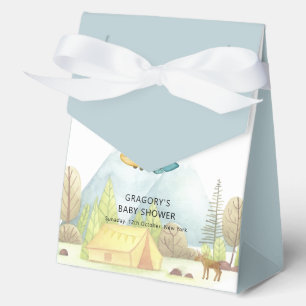 Landing Soon Vintage Forest Airplane Baby Shower Favor Box