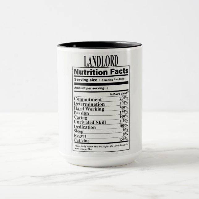 Landlord Nutrition Facts Mug (Center)