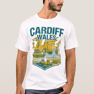 Landmarks And Welsh Dragon Of Cardiff Wales T-Shirt