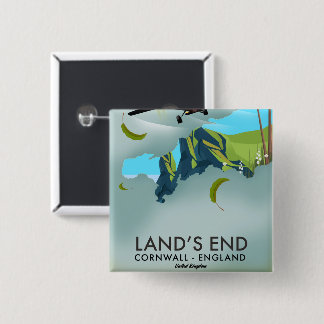 Land's End Cornwall Travel map poster 2 Inch Square Button