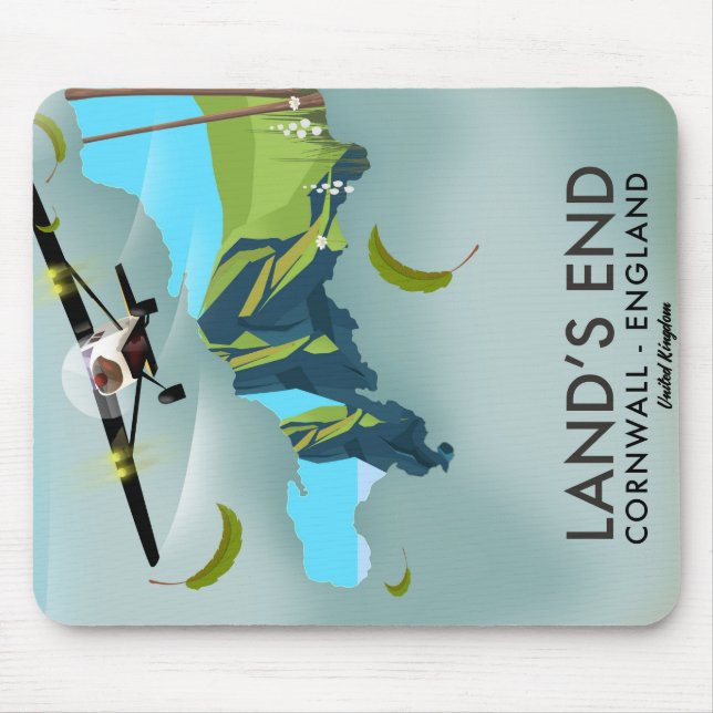 Land's End Cornwall Travel map poster Mouse Pad (Front)