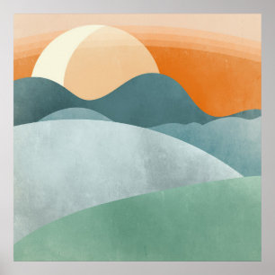 Landscape 3 Simple Boho Drawings Boho Chic Aesthet Poster