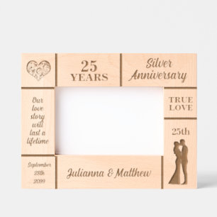 Landscape 6x4 Silver 25th Wedding Anniversary Etched Frames