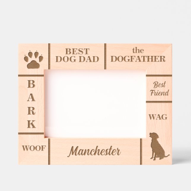 Landscape 7x5 BEST Dog DAD Ever Custom Name Etched Frames (Front)
