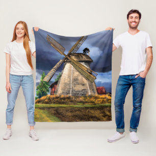 Landscape and Weather in the Netherlands Drawing Fleece Blanket