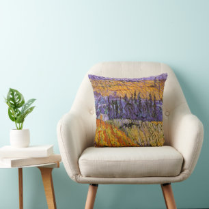 Landscape at Auvers in Rain by Vincent van Gogh Throw Pillow