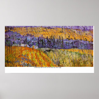 Landscape at Auvers in the Rain by van Gogh Poster
