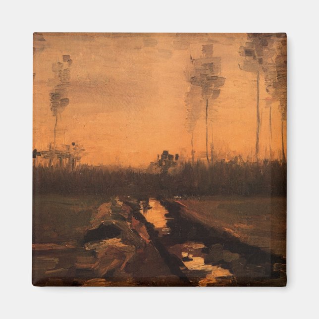 Landscape at Dusk by Vincent van Gogh Magnet (Front)