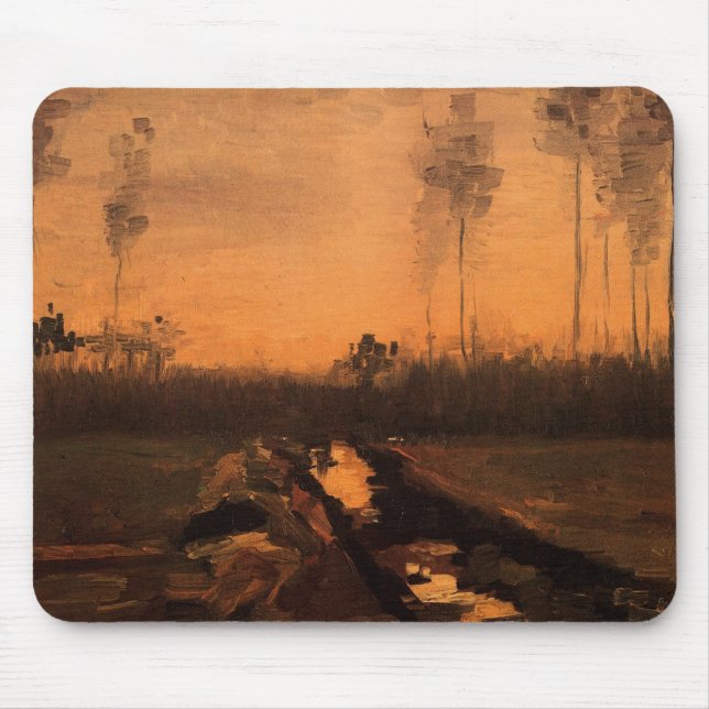 Landscape at Dusk by Vincent van Gogh Mouse Pad (Front)