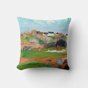Landscape at Pouldu painting by Paul Gauguin Throw Pillow