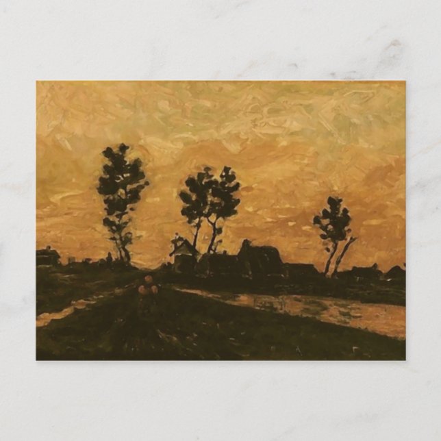 Landscape at Sunset, Van Gogh Fine Art Postcard (Front)