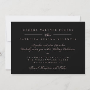 Landscape Black Formal Calligraphy Elegant Wedding Invitation