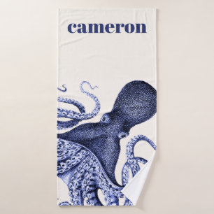 Landscape Blue Octopus Bath Towel