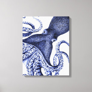 Landscape Blue Octopus Canvas Print