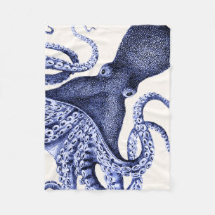 Landscape Blue Octopus Fleece Blanket