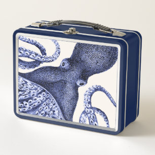 Landscape Blue Octopus Metal Lunch Box