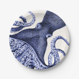 Landscape Blue Octopus Paper Plate