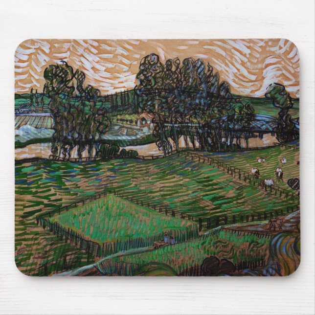 Landscape, Bridge Across Oise by Vincent van Gogh Mouse Pad (Front)