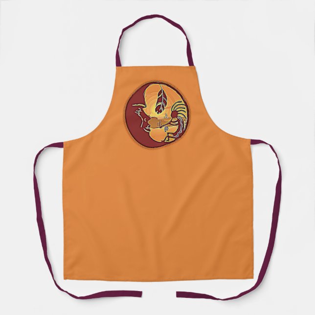 Landscape Button - Kokopelli Moon Feather 1 Apron (Front)