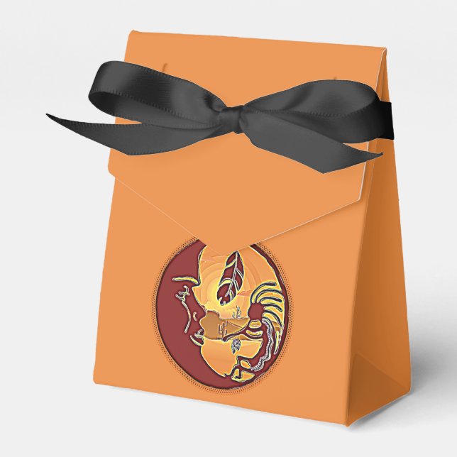 Landscape Button - Kokopelli Moon Feather 1 Favor Box (Front Side)
