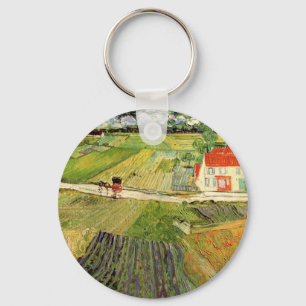 Landscape, Carriage and Train by Vincent van Gogh Keychain