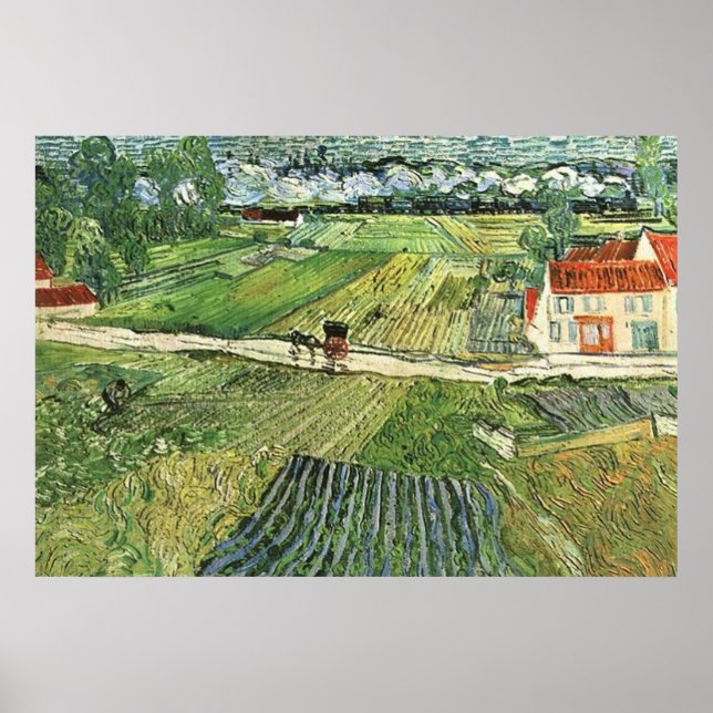 Landscape Carriage with Train by Vincent van Gogh Poster (Front)